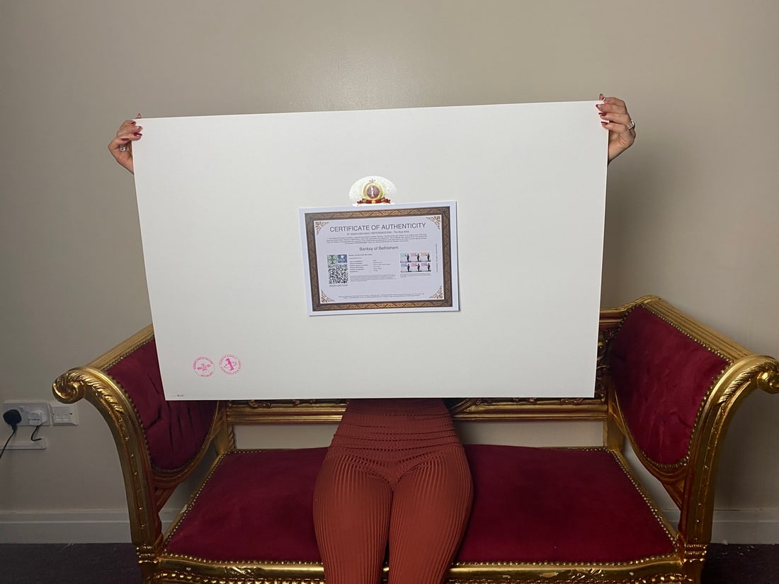 Banksy, In the manner of”, COA. Walled Off Hotel, Original, Limited Edition. Signed. Numbered. - 3