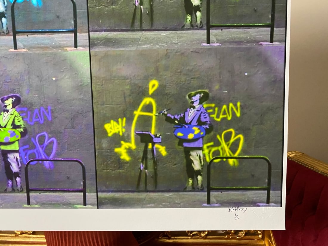 Banksy, In the manner of”, COA. Walled Off Hotel, Original, Limited Edition. Signed. Numbered - 3