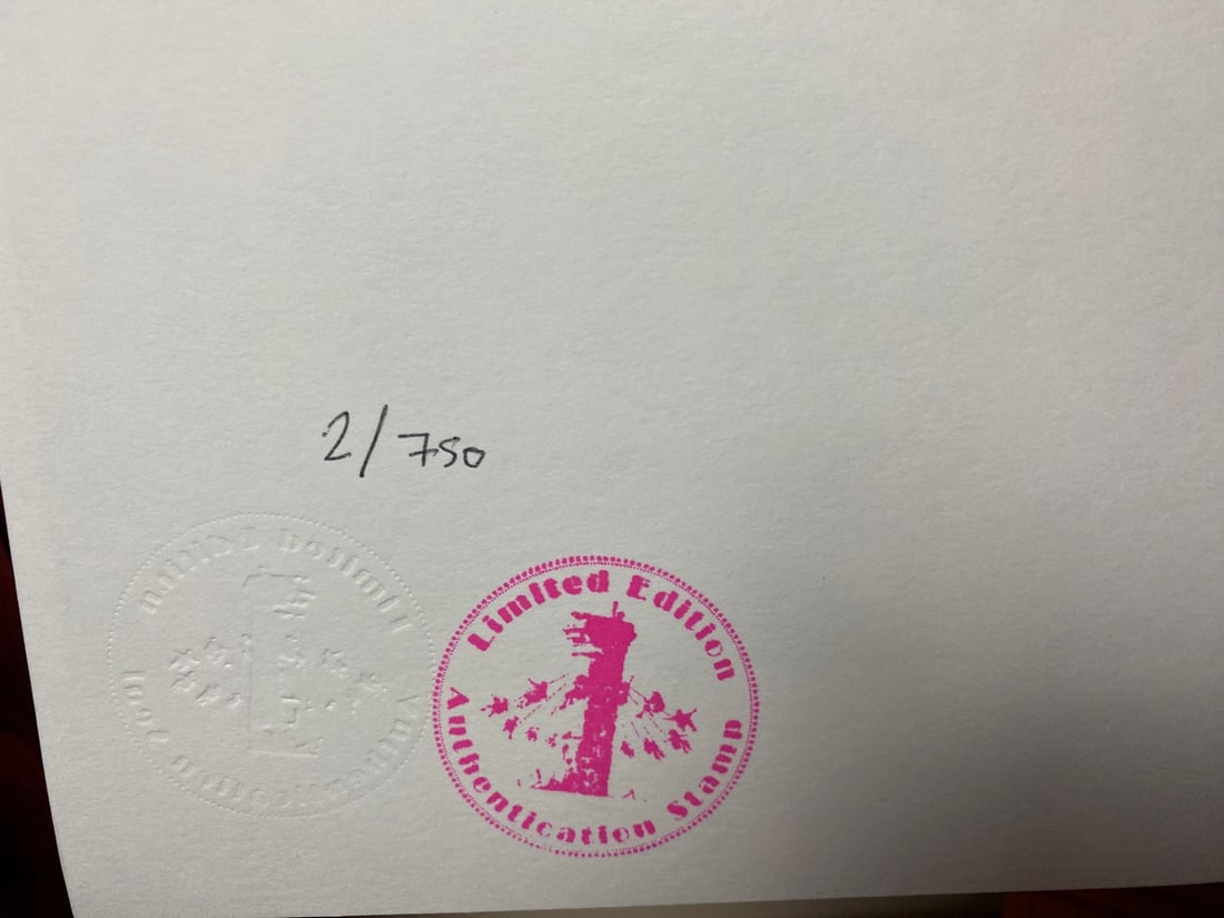 Banksy, In the manner of”, COA. Walled Off Hotel, Original, Limited Edition. Signed. Numbered - 7