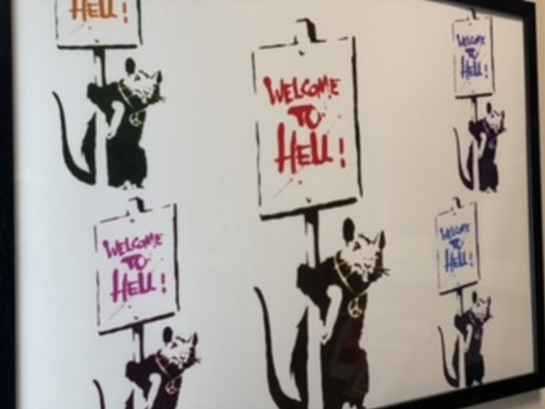 Banksy, In the manner of”, COA. Walled Off Hotel, Original, Limited Edition. Signed. Numbered. - 3