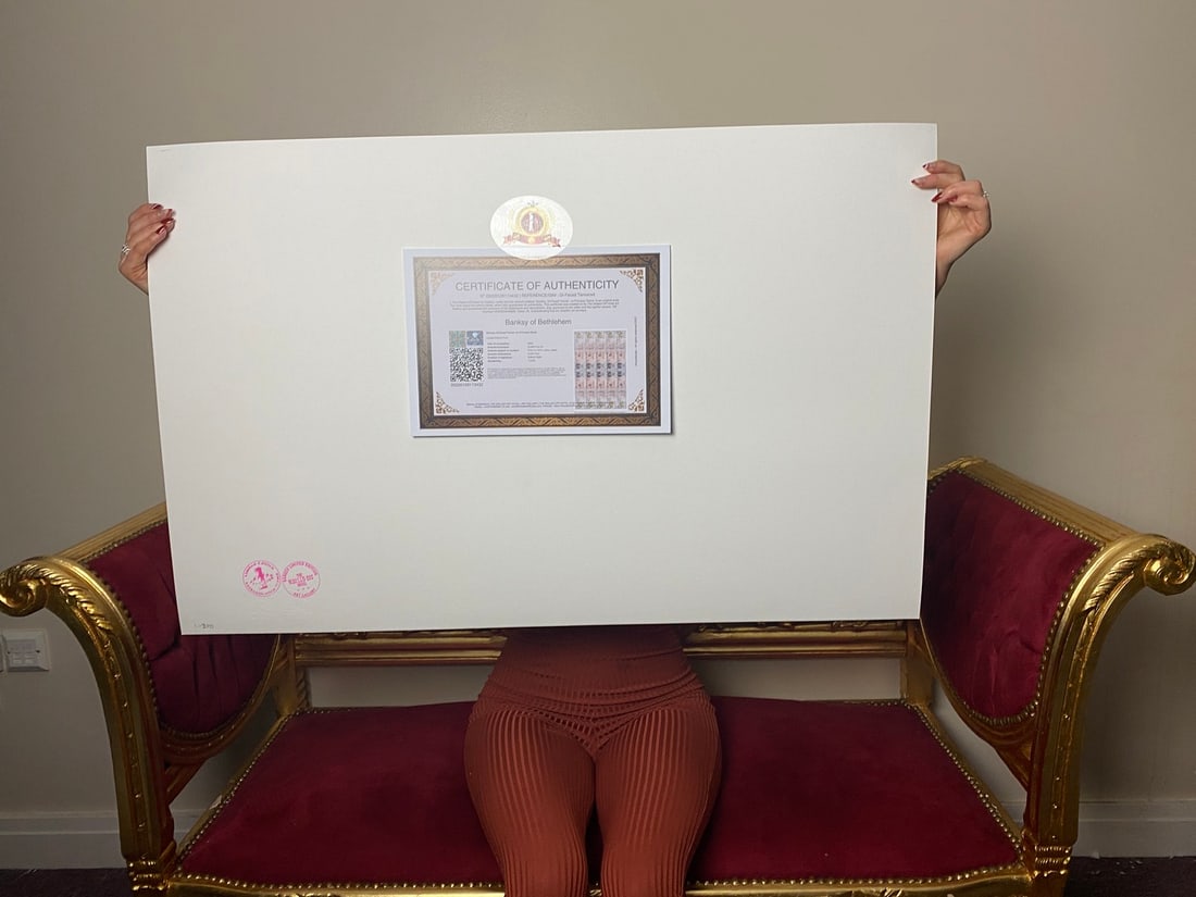 Banksy, In the manner of”, COA. Walled Off Hotel, Original, Limited Edition. Signed. Numbered. - 5