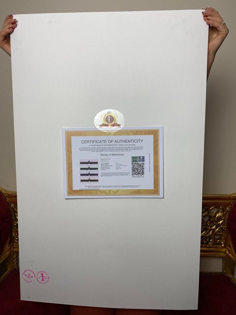 Banksy, In the manner of”, Walled Off Hotel, COA, Original, Limited Edition. Signed. Numbered - 4