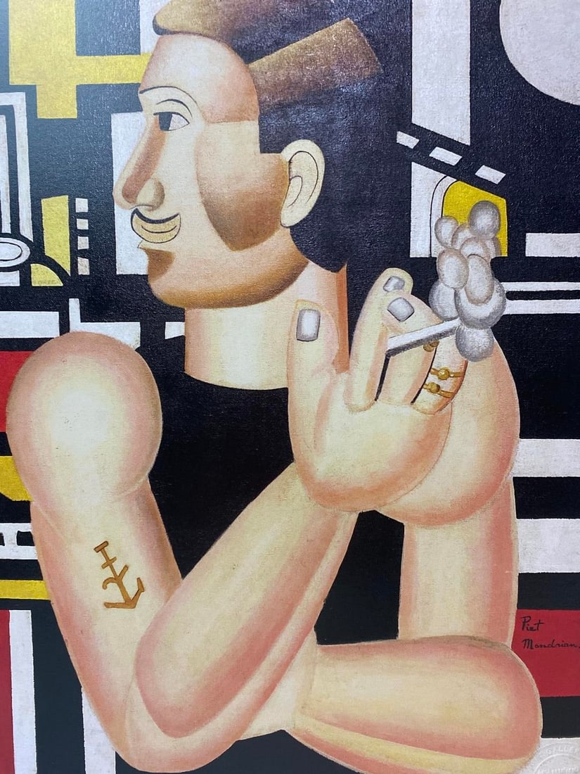 Piet Mondrian, Le Mecanicien- 1914, Signed In Print, - 2