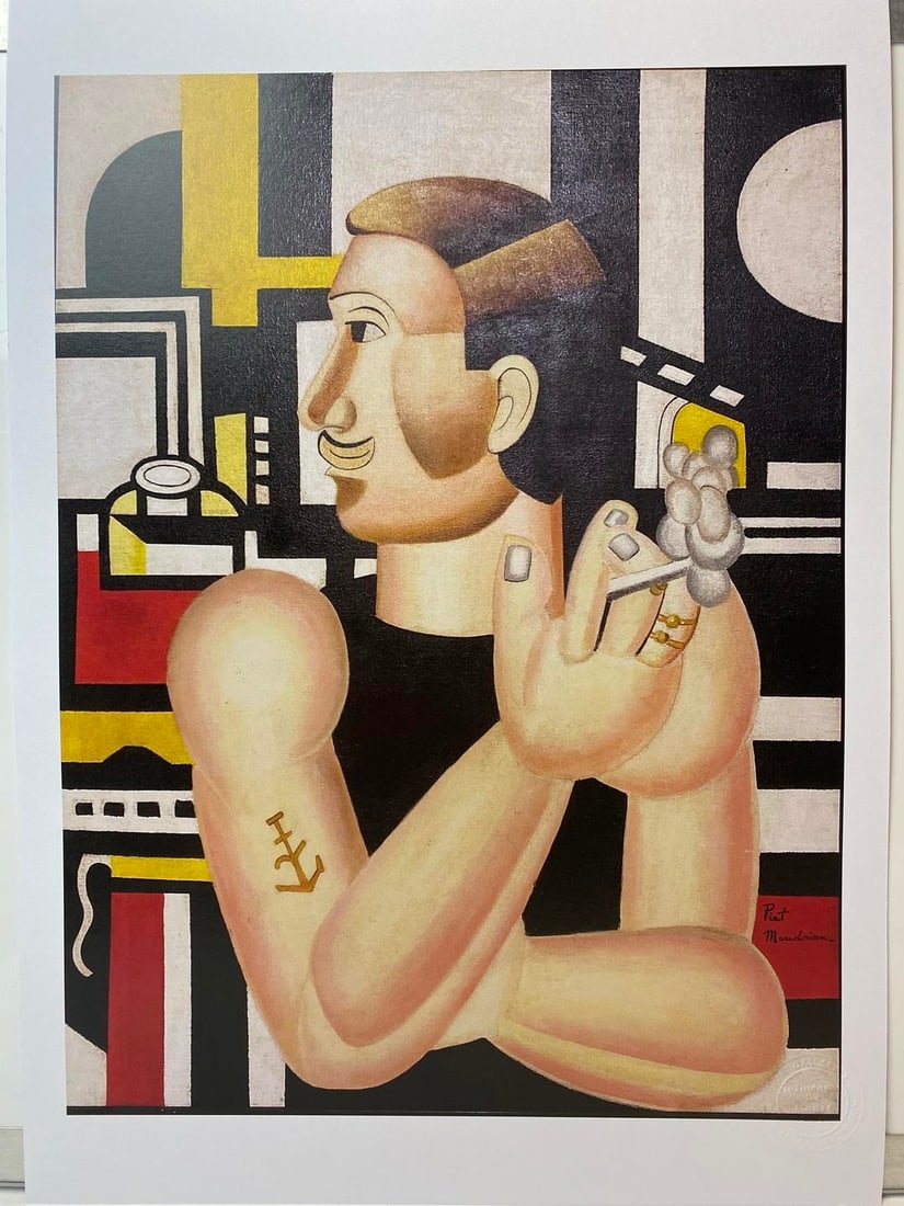 Piet Mondrian, Le Mecanicien- 1914, Signed In Print, - 5