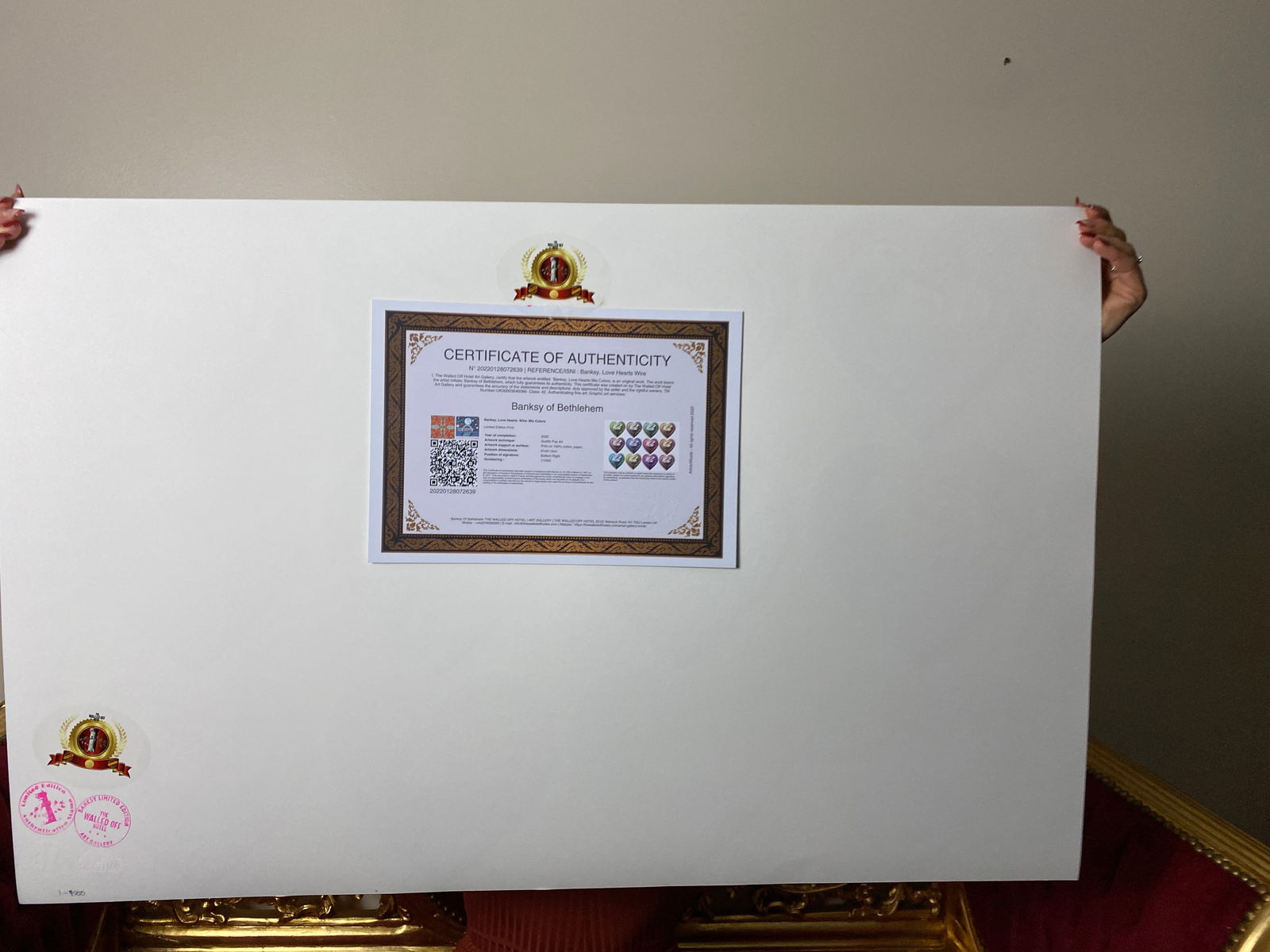 Banksy, In the manner of”, COA. Walled Off Hotel, Original, Limited Edition. Signed. Numbered. - 7