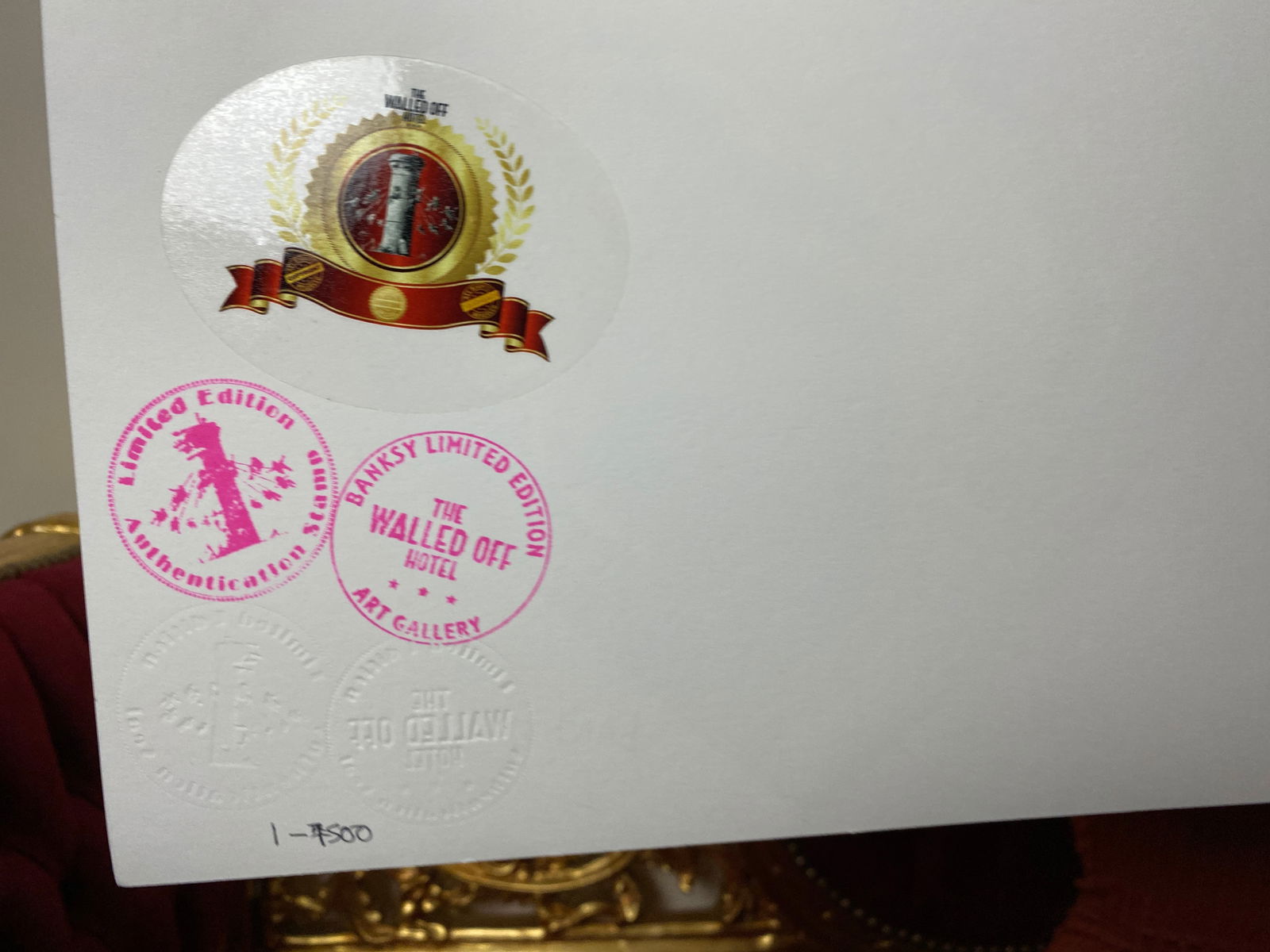 Banksy, In the manner of”, COA. Walled Off Hotel, Original, Limited Edition. Signed. Numbered. - 9