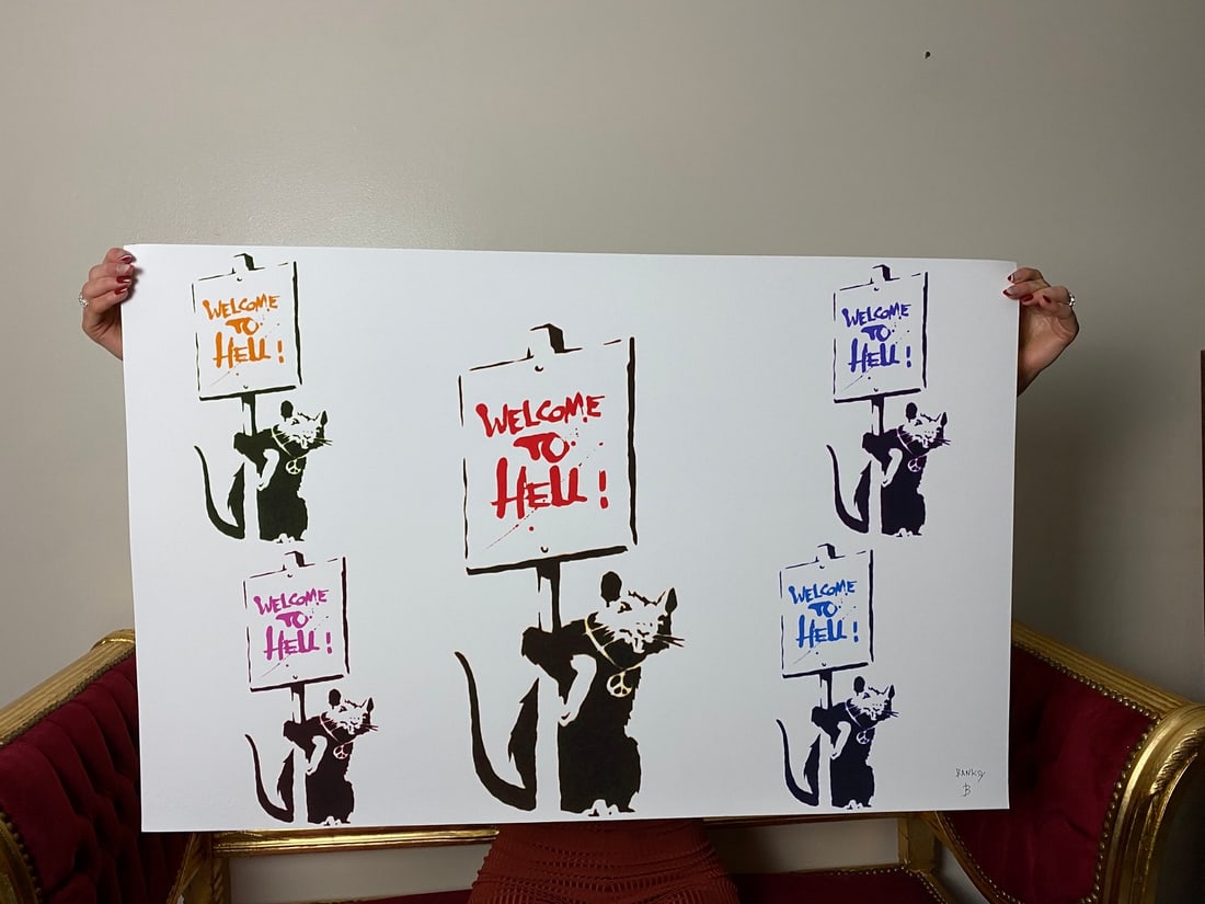 Banksy, In the manner of”, COA. Walled Off Hotel, Original, Limited Edition. Signed. Numbered - 2