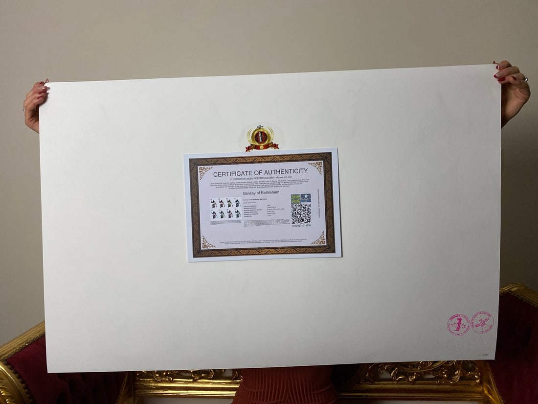 Banksy, In the manner of”, COA. Walled Off Hotel, Original, Limited Edition. Signed. Numbered. - 5