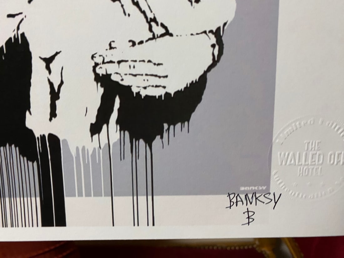 Banksy, In the manner of”, COA. Walled Off Hotel, Original, Limited Edition. Signed. Numbered. - 3