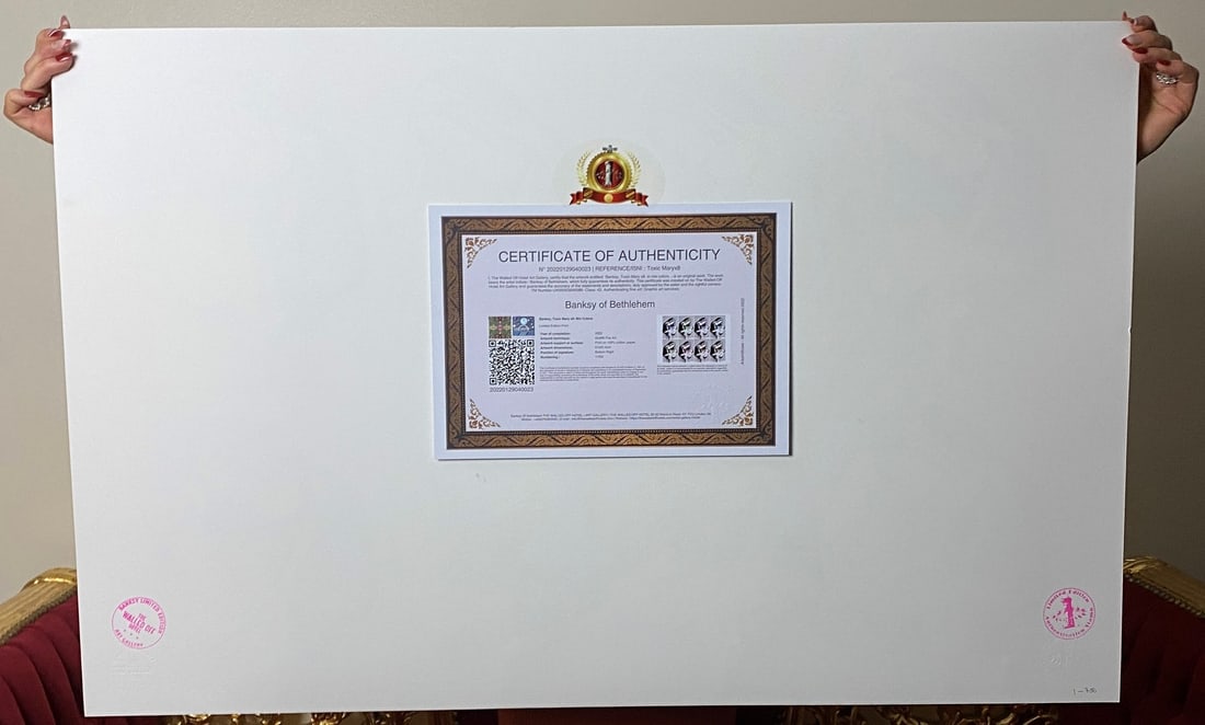 Banksy, In the manner of”, COA. Walled Off Hotel, Original, Limited Edition. Signed. Numbered. - 8