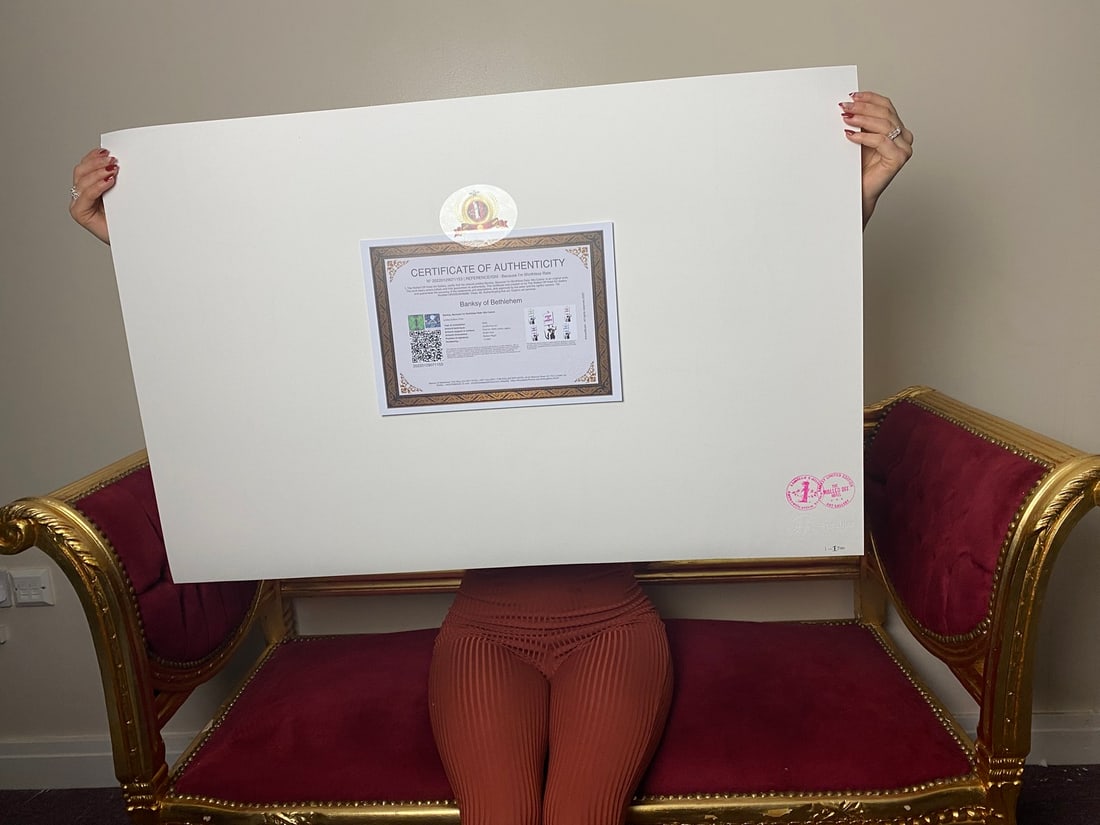 Banksy, In the manner of”, COA. Walled Off Hotel, Original, Limited Edition. Signed. Numbered. - 4