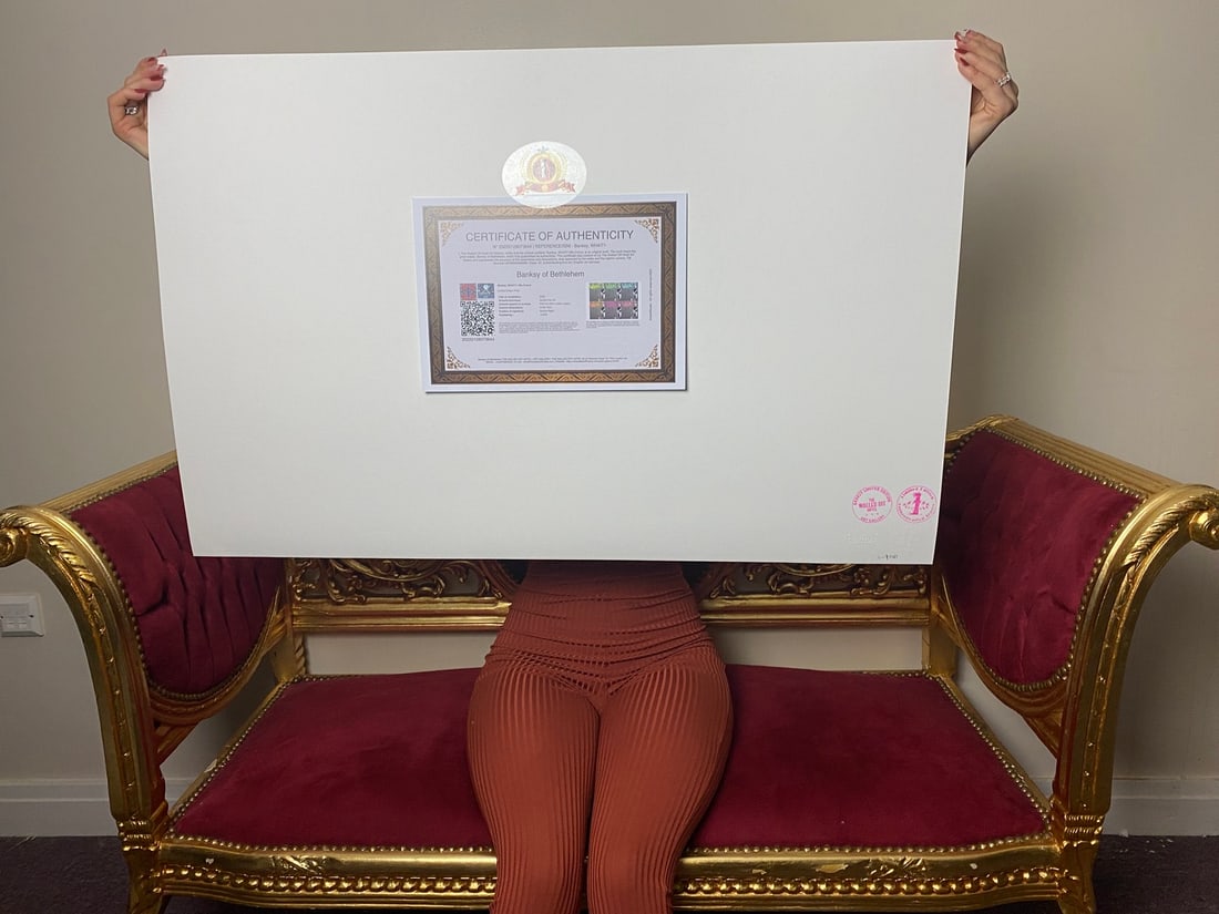 Banksy, In the manner of”, COA. Walled Off Hotel, Original, Limited Edition. Signed. Numbered - 5