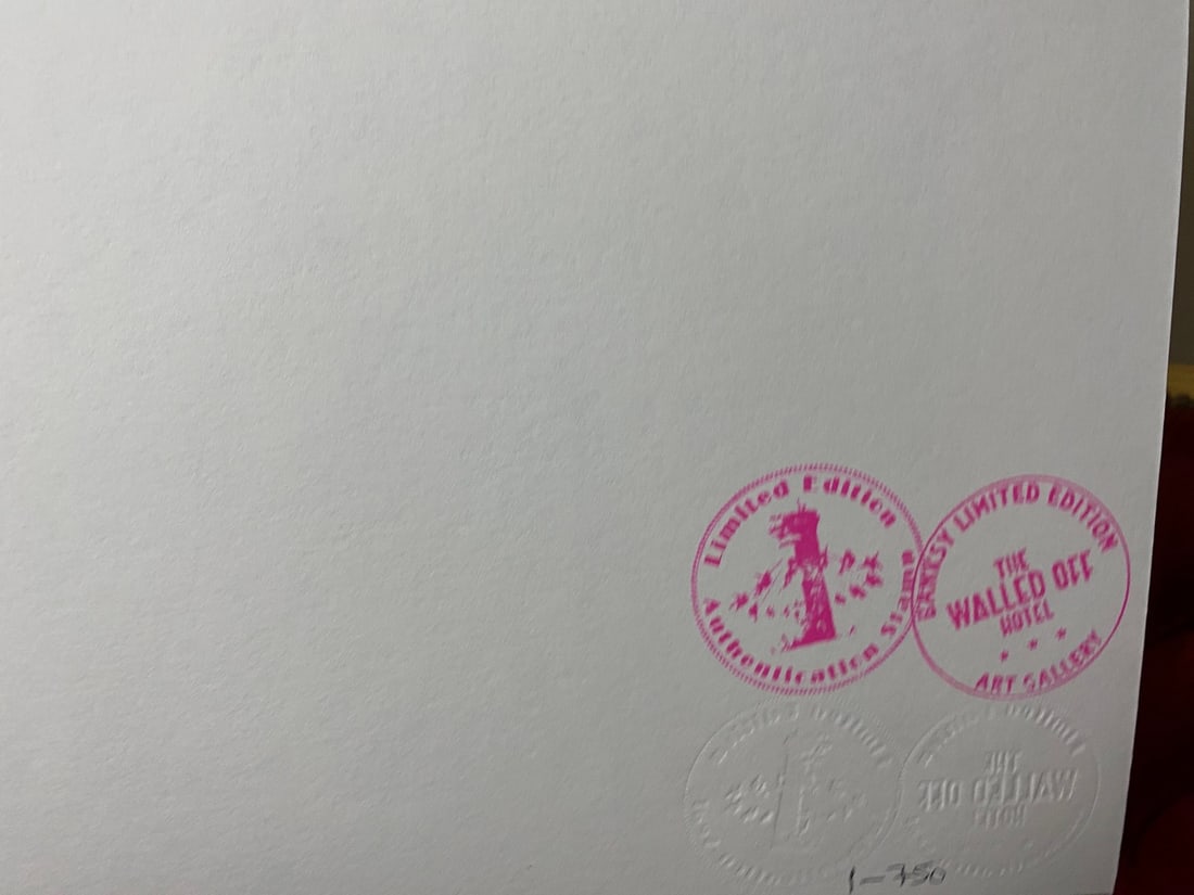 Banksy, In the manner of”, COA. Walled Off Hotel, Original, Limited Edition. Signed. Numbered - 6