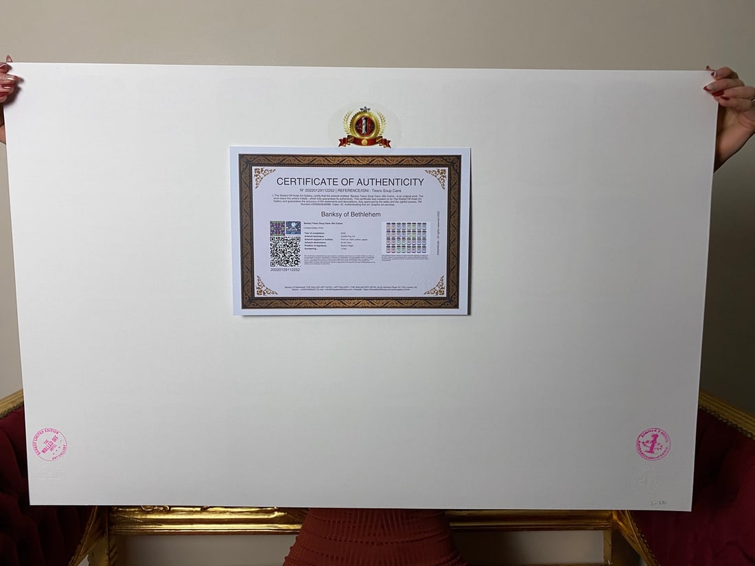 Banksy, In the manner of”, COA. Walled Off Hotel, Original, Limited Edition. Signed. Numbered. - 6