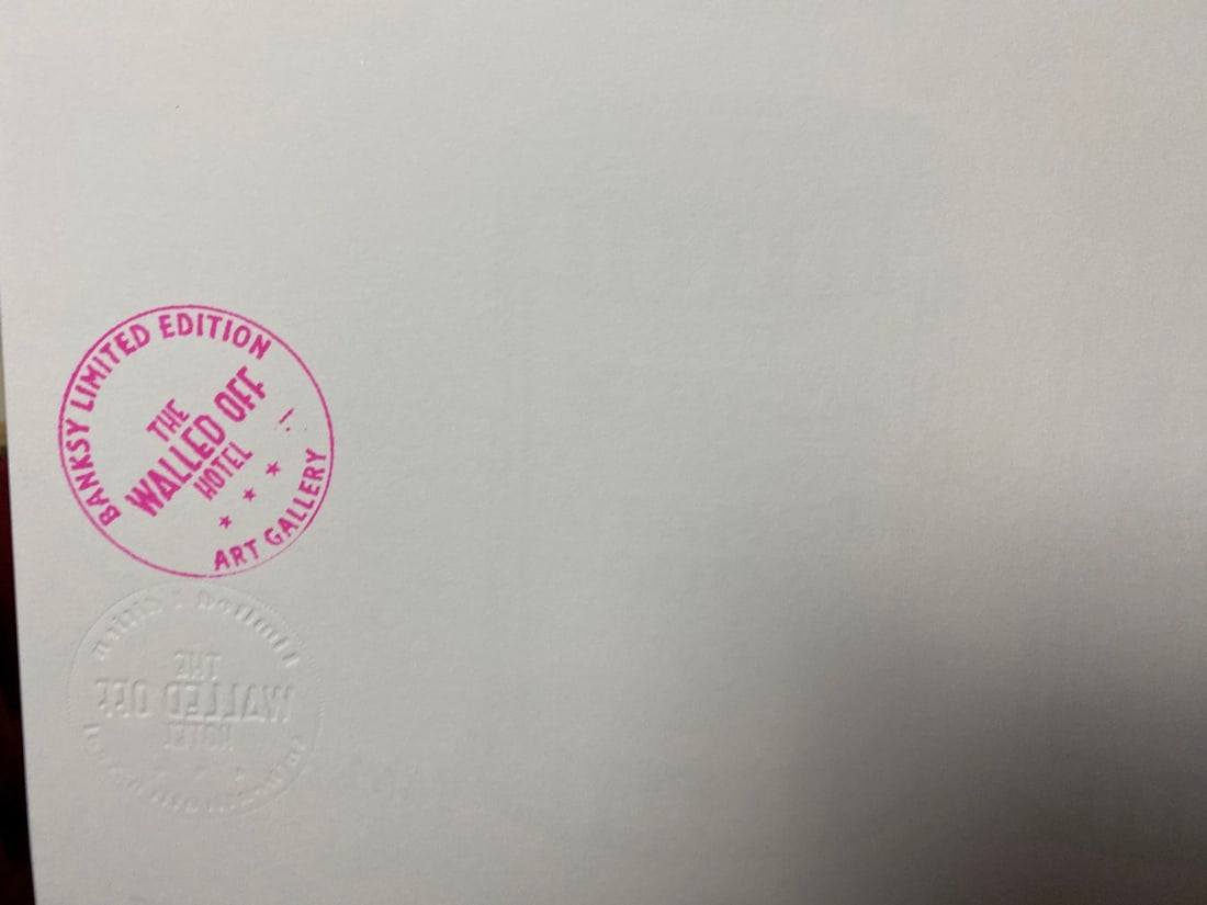 Banksy, In the manner of”, COA. Walled Off Hotel, Original, Limited Edition. Signed. Numbered. - 8
