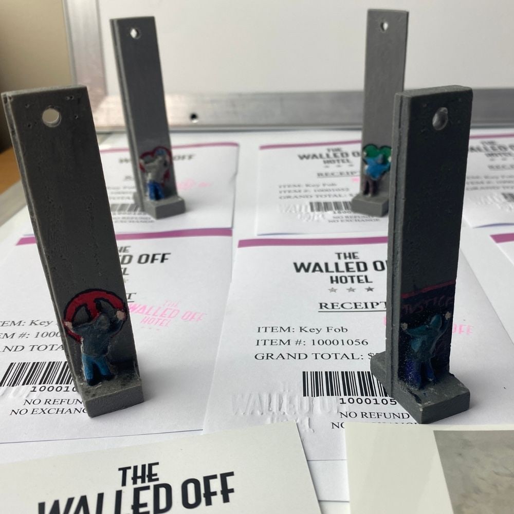 The Walled Off Hotel, Banksy, key Fob Sculpture. Original, Limited Edition, set X8 - 4
