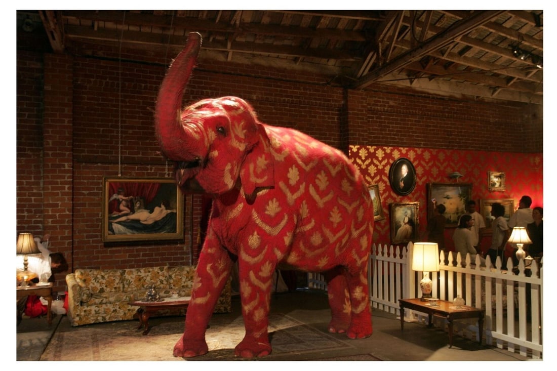 Banksy, Barely Legal, Red Elephant, (1 of 1)