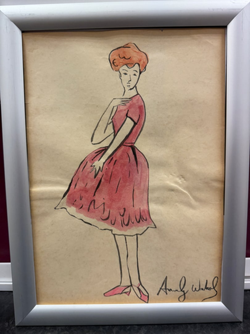 Andy Warhol- (After) Drawing on Paper. Signed Stamped on verso, (1 of 3)