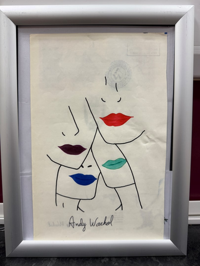 Andy Warhol- (After) Drawing on Paper. Signed Stamped on verso, (1 of 3)