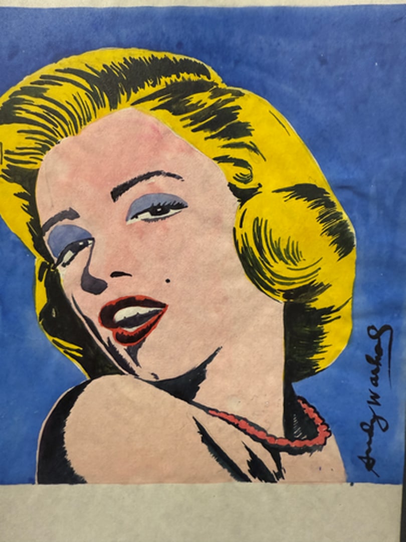 Andy Warhol- (After) Drawing on Paper. Signed Stamped on verso, - 2