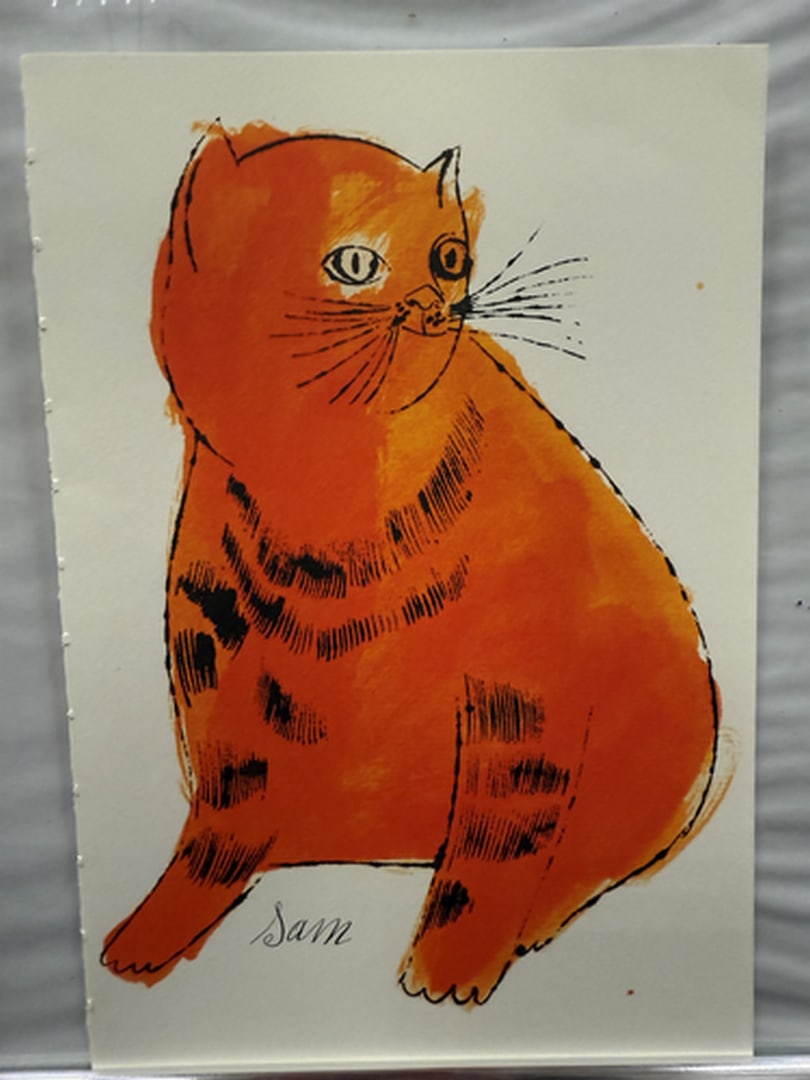 Andy Warhol, Page From a Book, 25 Cats,Sam and Blue Pussy, Rare, Edition, page Size- 22cm x 14cm.: Andy Warhol, Page From a Book, 25 Cats,Sam and Blue Pussy, Rare, Edition, page Size- 22cm x 14cm.