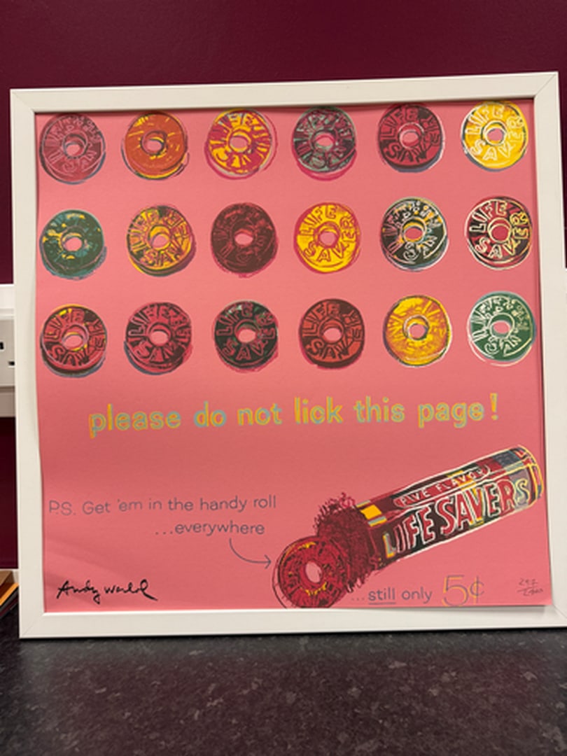 ANDY WARHOL RARE 1986 LMD ED LARGE FINE ART LITHOGRAPH PRINT~(23 1/2"" W X 23 5/8"" H): ANDY WARHOL RARE 1986 LMD ED LARGE FINE ART LITHOGRAPH PRINT~(23 1/2" W X 23 5/8" H) THE PRINT IS SIGNED IN THE PLATE, HAND NUMBERED FROM THE EDITION OF 2400, CMOA STAMP ON THE REVERSE BACK SIDE. IT