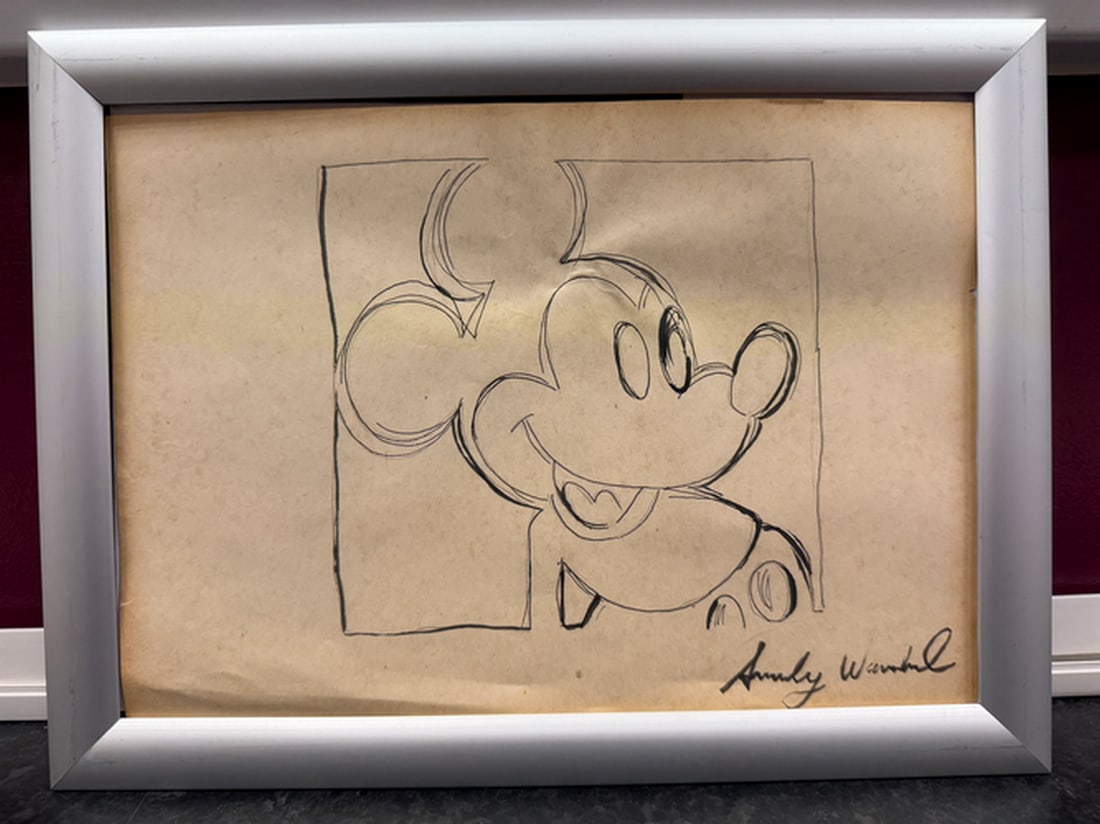 Andy Warhol- (After) Drawing on Paper. Signed Stamped on verso, (1 of 3)