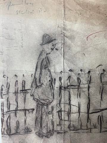 Lowry, 1956, Original, Drawing, Hand Signed, - 2