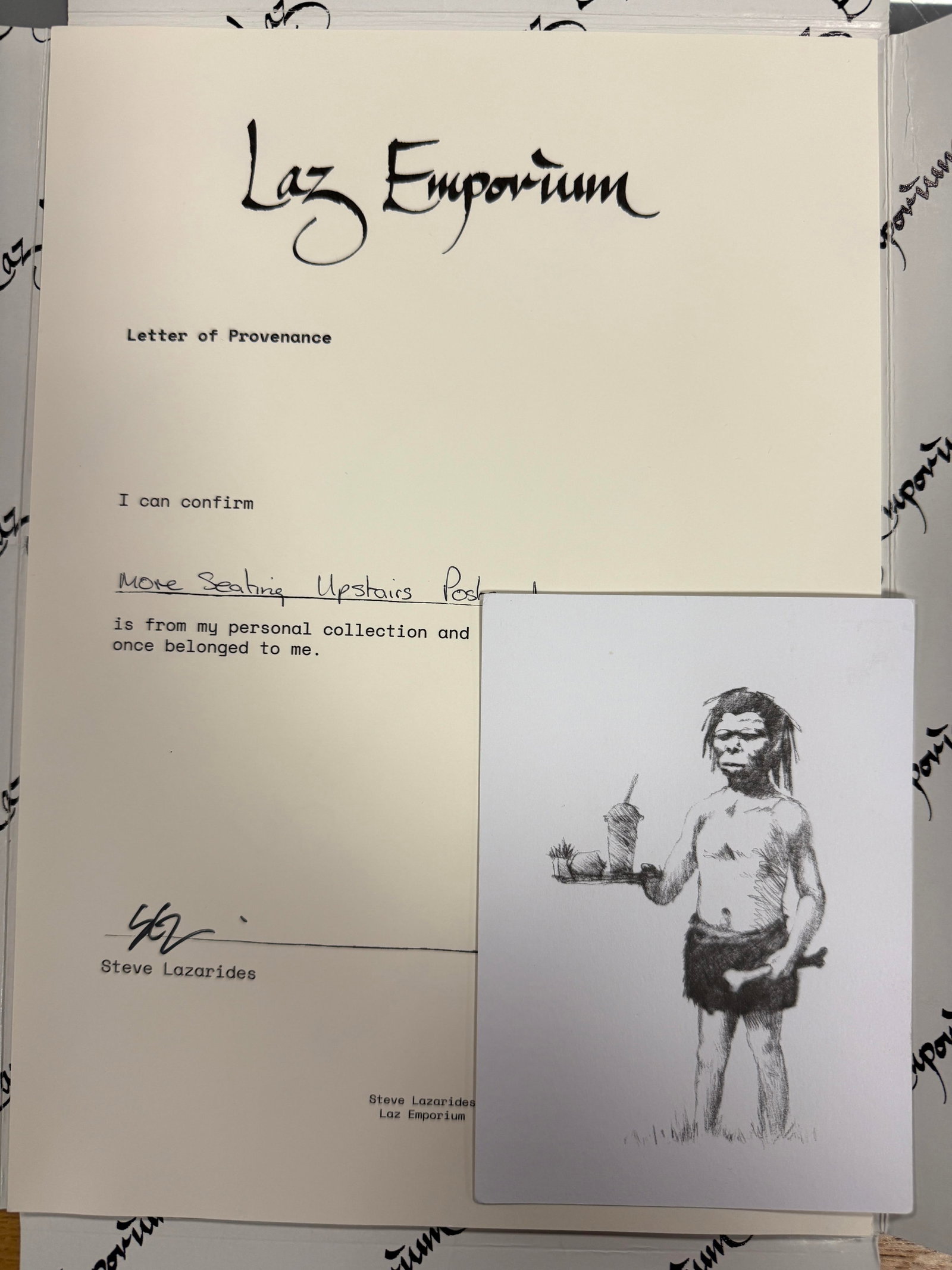 Banksy, More Seating Upstairs Postcard " By Banksy From 2008. COA: Banksy, More Seating Upstairs Postcard " By Banksy From 2008. COA