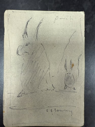 Laurence Stephen Lowry, Original, Drawing, Rare, Hand Signed, - 2