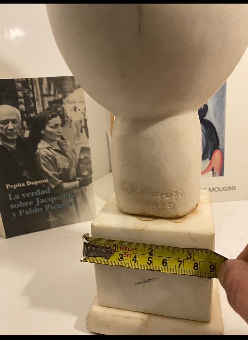 Constantin Brancusi (“In the manner of”), Marble Head Art Sculpture Signed And Dated 193 - 13