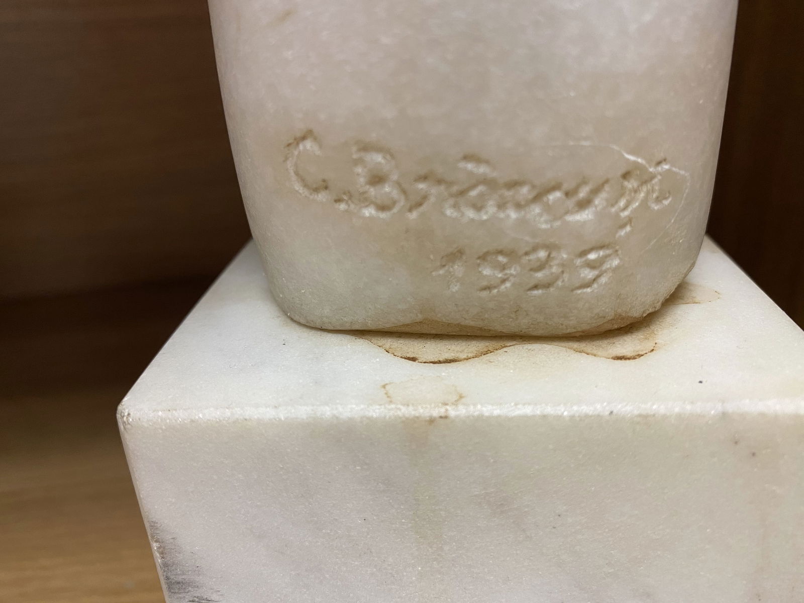 Constantin Brancusi (“In the manner of”), Marble Head Art Sculpture Signed And Dated 193 - 6