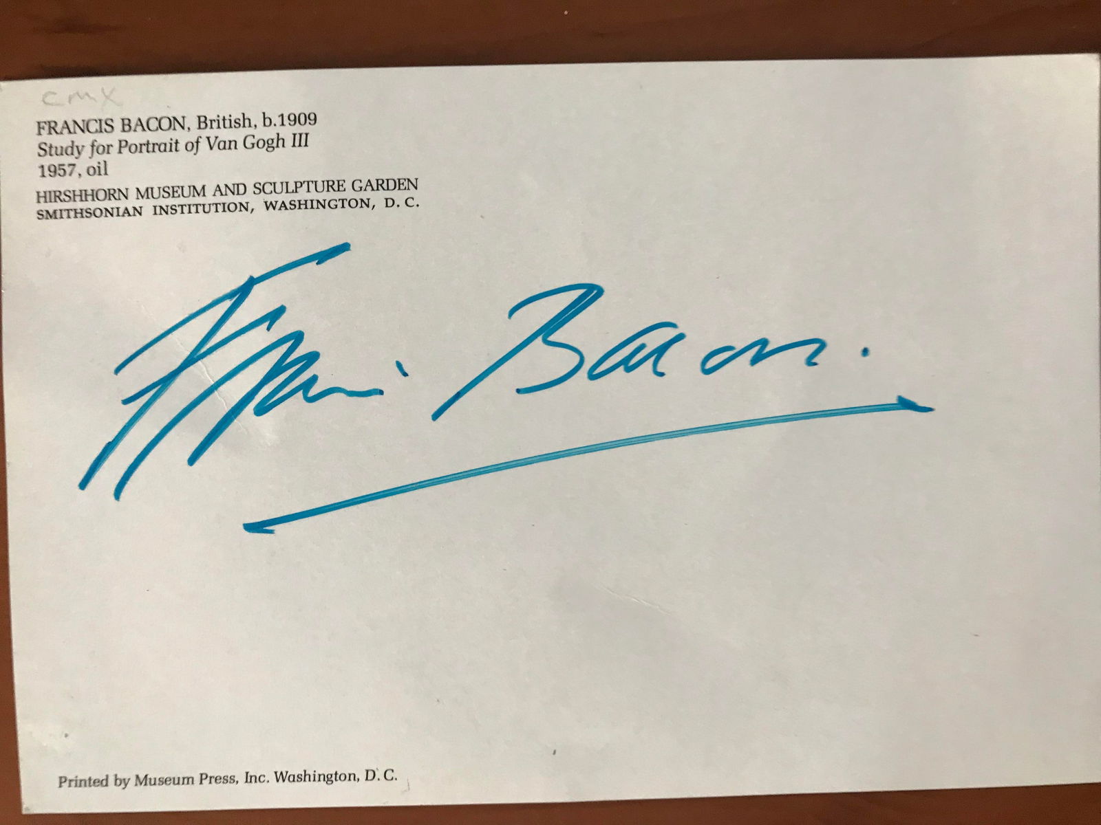 Francis Bacon, Portrait Of Van Gogh, Hand Signed, Original, COA. Invoice, - 3