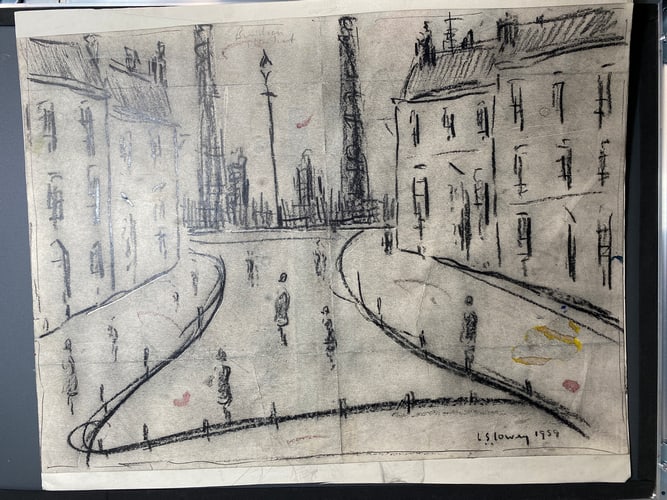 Lowry, 1549, Original, Drawing, Hand Signed,: Laurence Stephen Lowry, 1959, Lost Art Collections. L.S.Lowry “Lost Treasure” Part of the history of the artists Lowry As most of you know that full Provenance is