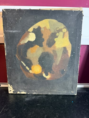 Leon Golub, (Attributed) Man Face- Original Oil Painting, Signed, - 6