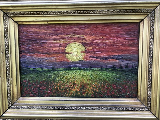 Vincent Van Gogh, (Attributed) Original Oil Painting,Signed, Stamp,Wax Seal, - 2