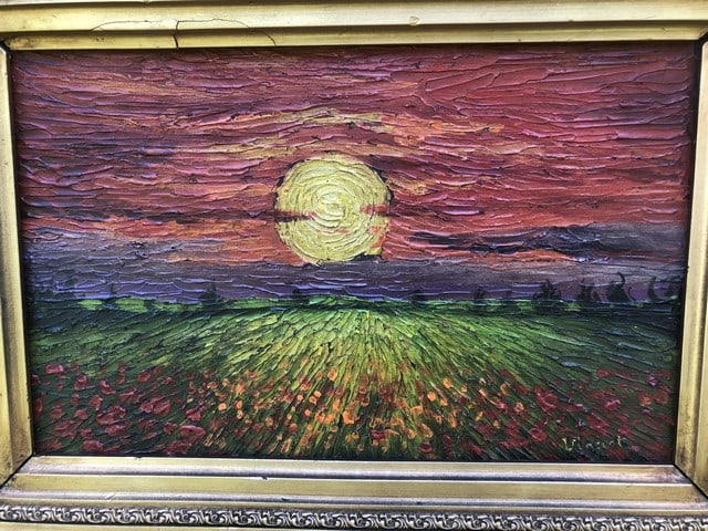 Vincent Van Gogh, (Attributed) Original Oil Painting,Signed, Stamp,Wax Seal, - 3