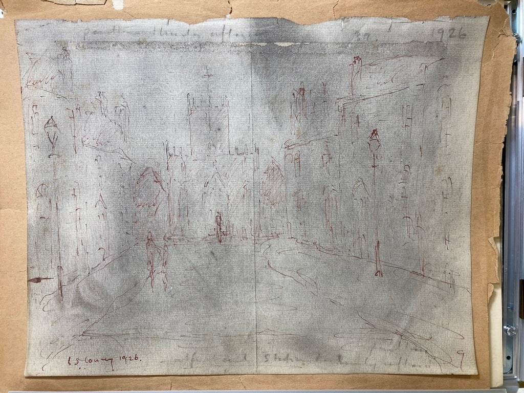 Lowry, “Lost Treasure", Hand Signed, 1926, Original, Drawing,99 years old.: L.S.Lowry, “Lost Treasure", Hand Signed, 1926, Original, Drawing, 99 years old. Lost Art Collections. L.S.Lowry “Lost Treasure” Part of the history of the artists