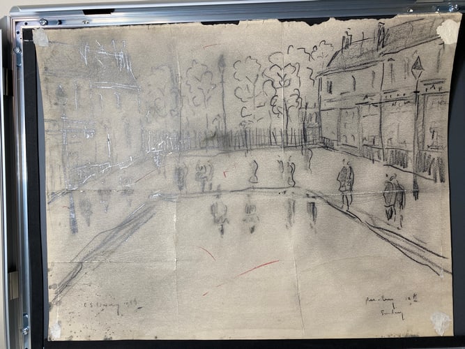 Laurence Stephen Lowry, 1959, Original, Drawing, Hand Signed, - 2