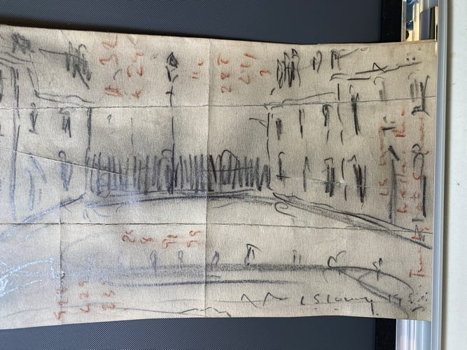 Laurence Stephen Lowry, 1958, Original, Drawing, Hand Signed, - 2