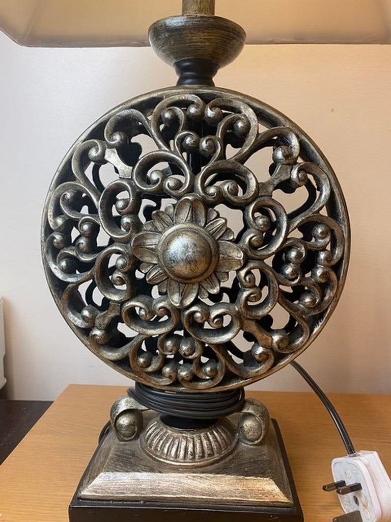 Brand Nee Uttermost Large, pair of Table Lamp Pierced MCM Style Floating Footed Mesa - 4