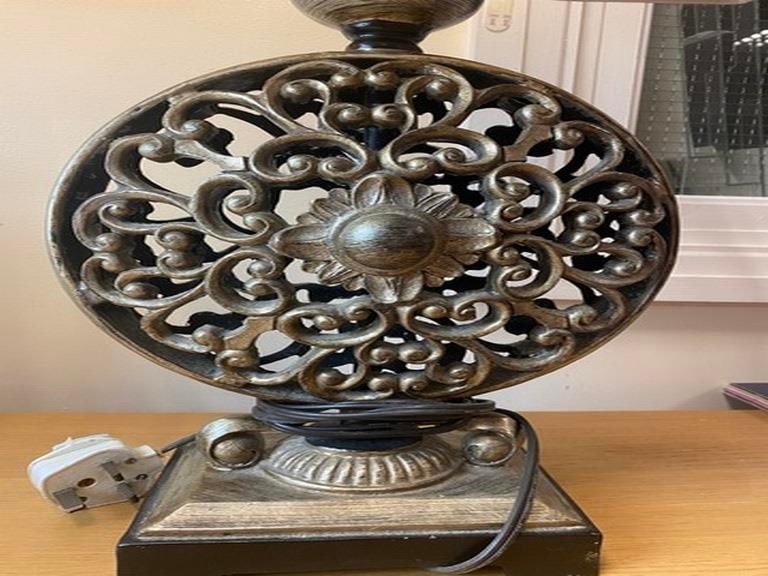 Brand Nee Uttermost Large, pair of Table Lamp Pierced MCM Style Floating Footed Mesa - 5