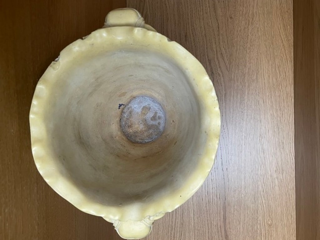 Vintage Asian Japanese Hand Carved Resin Vase Double Elephant Handles - 4