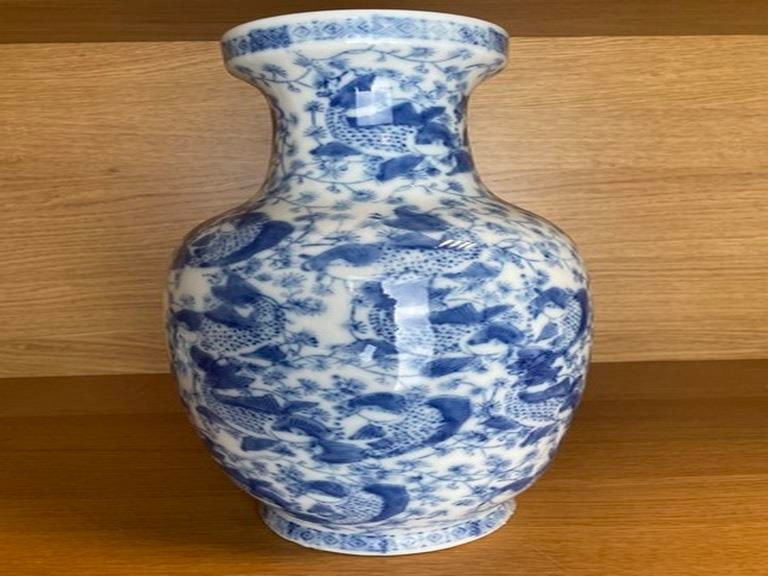 Vintage Chinese Porcelain Koi Fish Vase, Beautiful Blue And White, 12 1/2â€ Tall. (1 of 5)