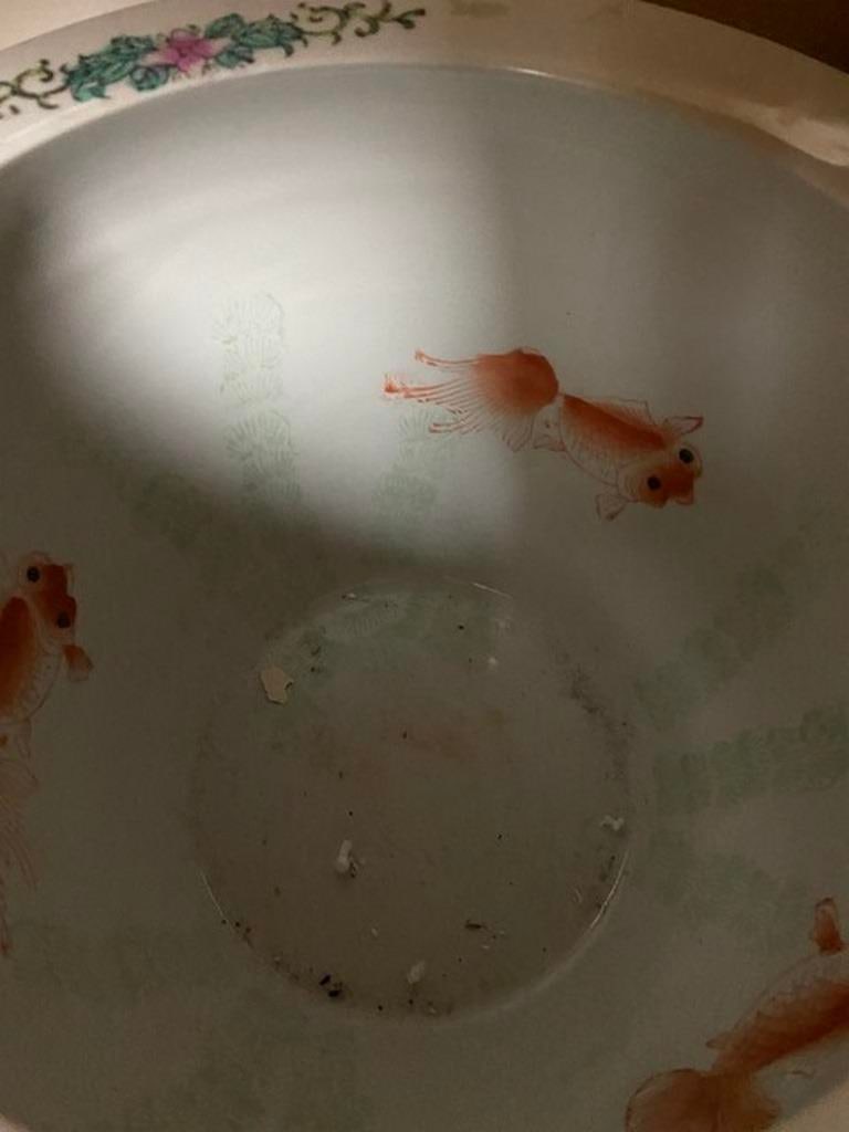 Oriental Chinese Fish Bowl / Planter Plant Pot Butterflies Decoration Green - 4