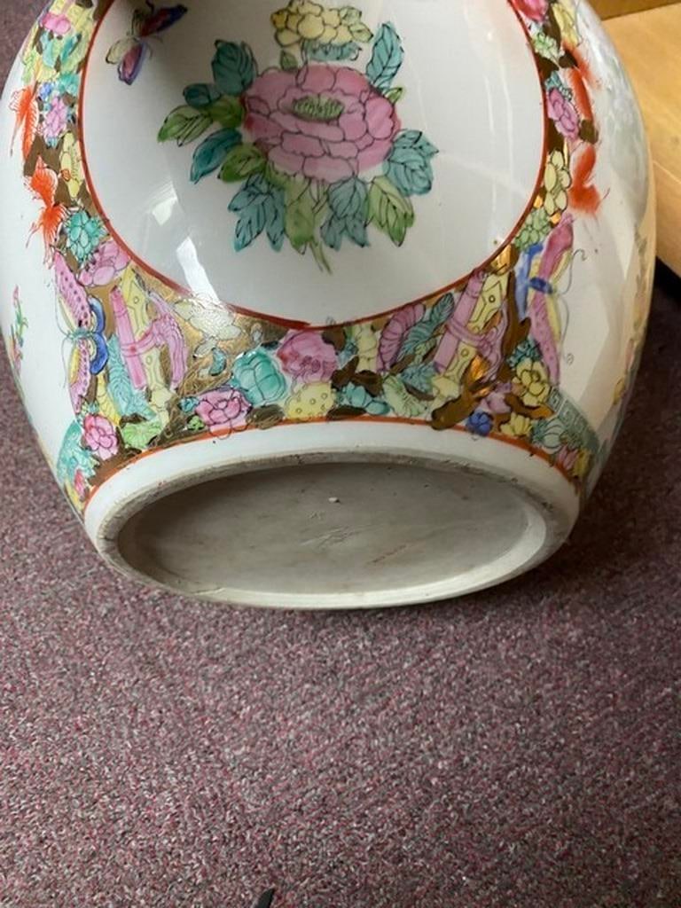 Oriental Chinese Fish Bowl / Planter Plant Pot Butterflies Decoration Green - 6