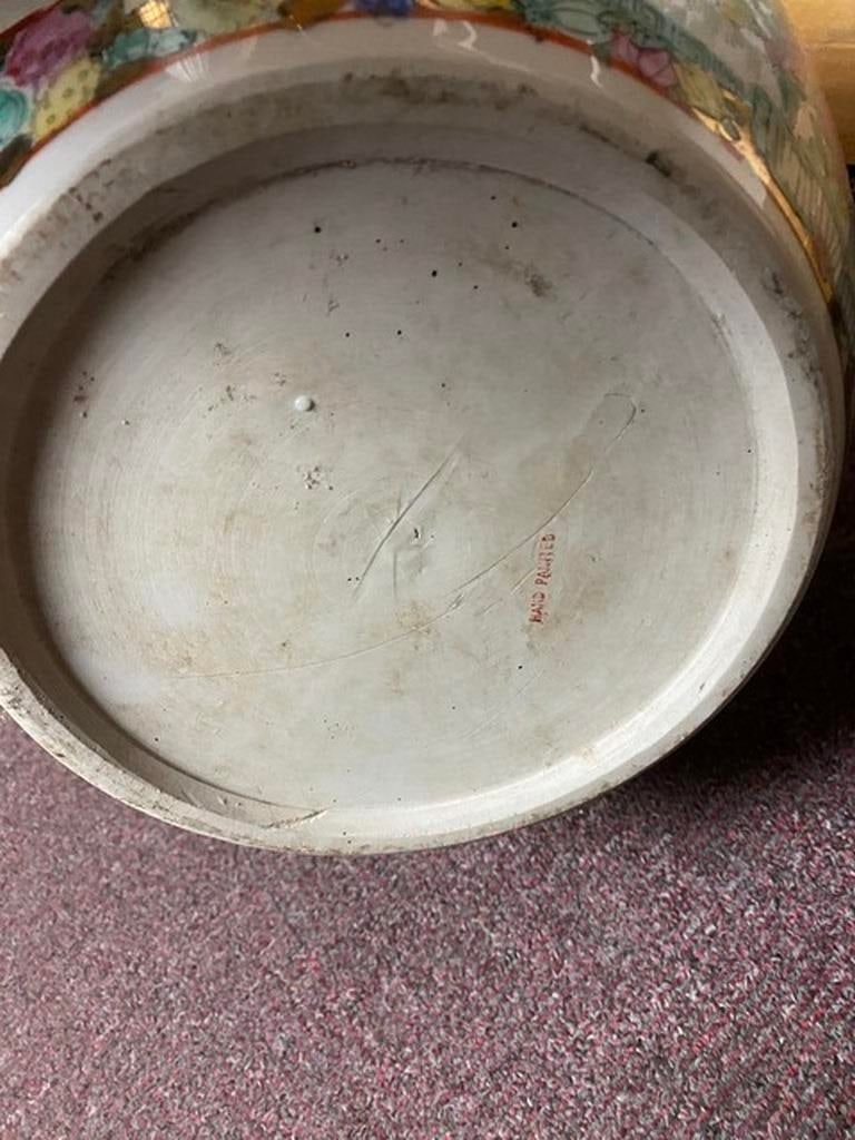 Oriental Chinese Fish Bowl / Planter Plant Pot Butterflies Decoration Green - 7