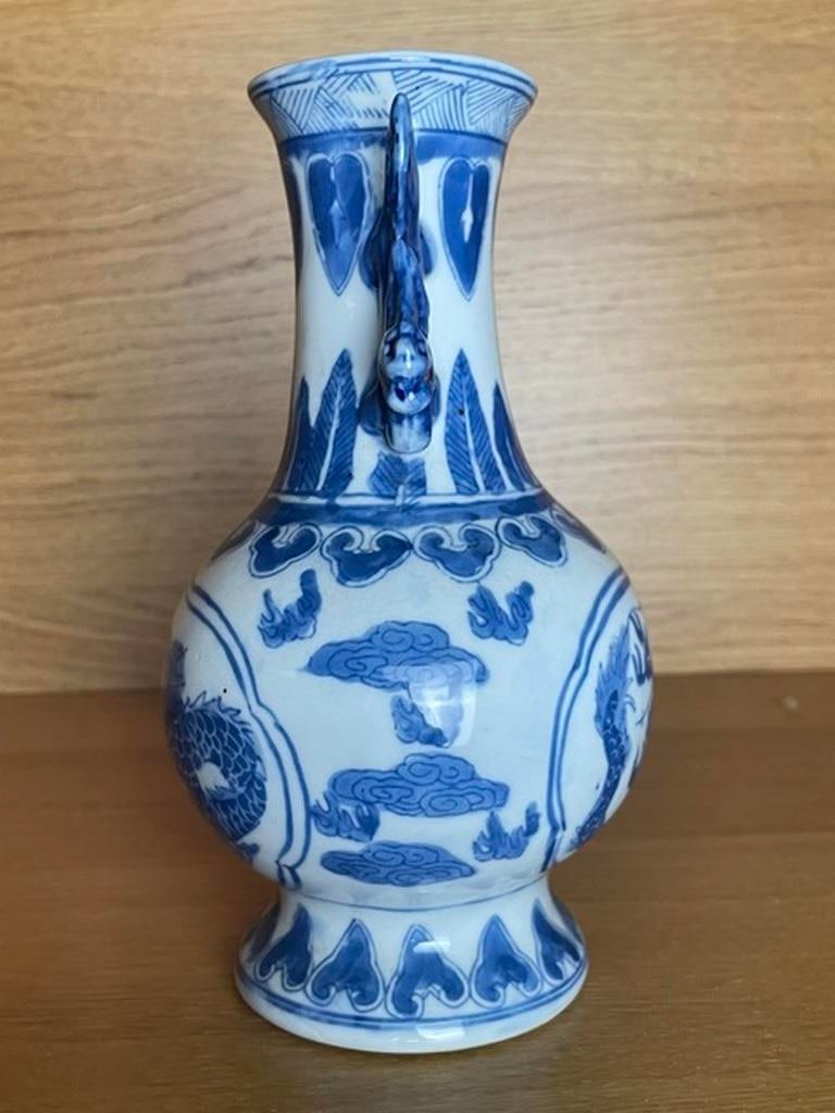 China Yuan Dynasty blue white porcelain Lion beast vase bottle pot statue - 3