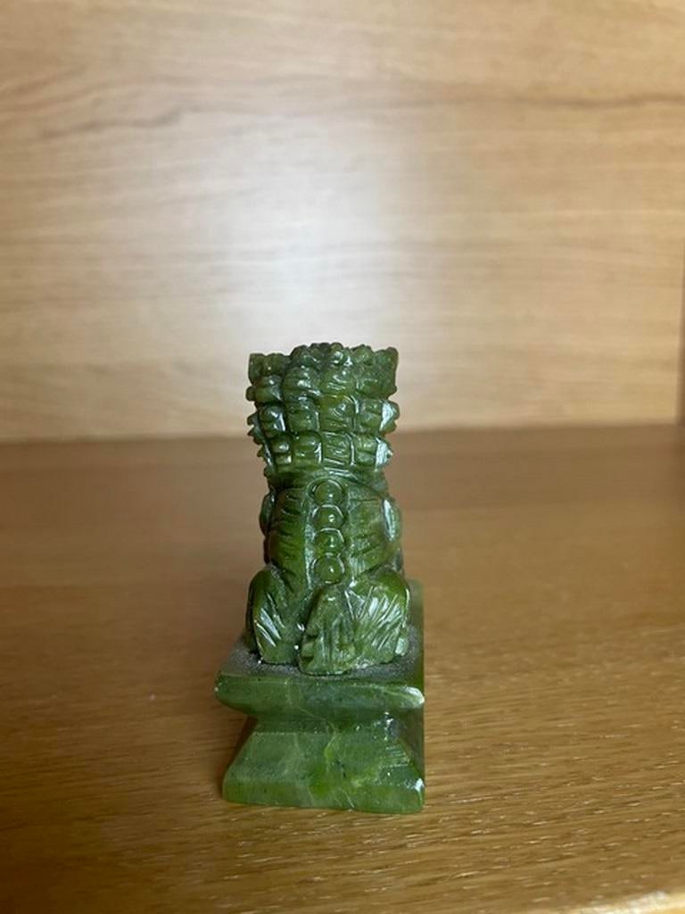 Vintage Rare Chinese Genuine Natural Green Jade Hand Carved Lion Statue - 3