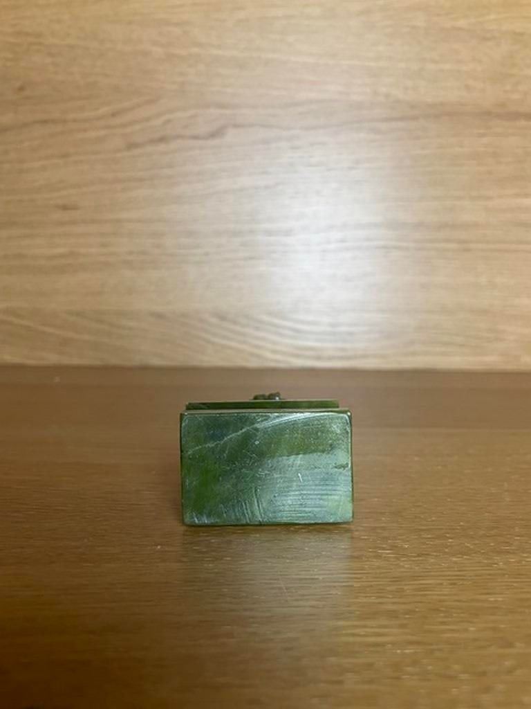 Vintage Rare Chinese Genuine Natural Green Jade Hand Carved Lion Statue - 4